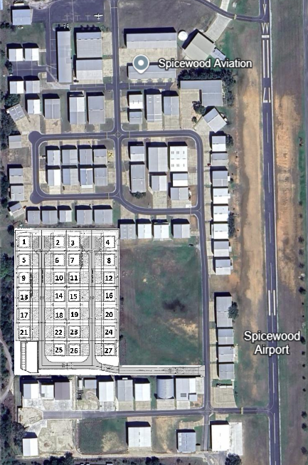Overview of Spicewood Airport Hangar Lots